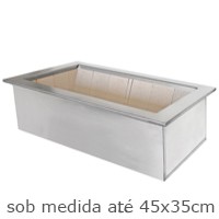 Braseiro Caixa Dupla galvanizado com borda Inox 304 - Sob medida at� 45x35cm interno - Cottage