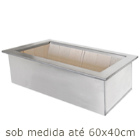 Braseiro Caixa Dupla galvanizado com borda Inox 304 - Sob medida at� 60x40cm interno - Cottage