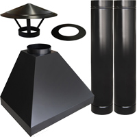 Kit Coifa para churrasqueira preta de 65cm + Chamin� completa 2m - Cottage