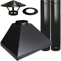 Kit Coifa para churrasqueira preta de 100cm + Chamin� completa 2m - Cottage