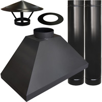 Kit Coifa para churrasqueira preta de 140cm + Chamin� completa 2m - Cottage