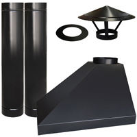 Kit Coifa de CANTO direito preta de 70cm + Chamin� completa 2m - Cottage