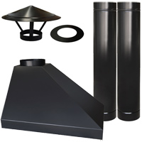 Kit Coifa de CANTO esquerdo preta de 75cm + Chamin� completa 2m - Cottage