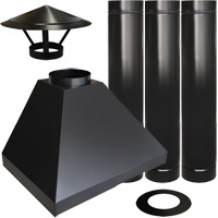 Kit Coifa para churrasqueira preta de 75cm + Chamin� completa 3m - Cottage
