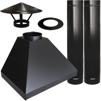 Kit Coifa para churrasqueira preta de 90cm + Chamin� completa 2m - Cottage