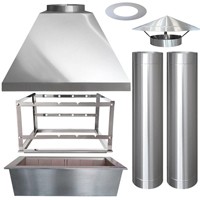 Kit churrasqueira com Coifa Inox de 65cm + Suporte + Braseiro + Chamin�