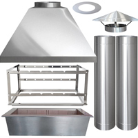 Kit churrasqueira com Coifa Inox de 100cm + Suporte + Braseiro + Chamin�