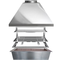 Kit churrasqueira com Coifa Inox de 85cm + Suporte L 304 + Braseiro