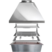 Kit churrasqueira com Coifa Inox de 75cm + Suporte L 304 + Braseiro