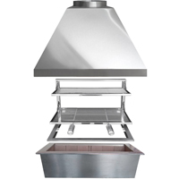Kit churrasqueira com Coifa Inox de 70cm + Suporte L 304 + Braseiro