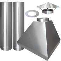 Kit Coifa para churrasqueira Inox de 85cm + Chamin� completa 2m - Cottage