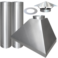 Kit Coifa para churrasqueira Inox de 120cm + Chamin� completa 2m - Cottage