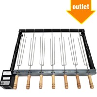 Grill Girat�rio para Churrasqueira Alvenaria preto/Inox com 07 espetos - Outlet