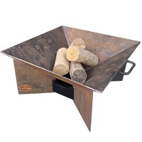 Lareira de ch�o r�stica com gaveta - 60x60cm