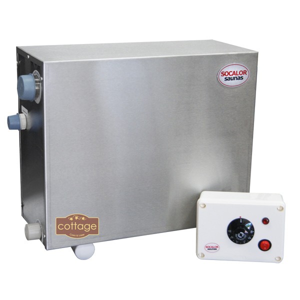 Sauna a Vapor Elétrica Mini Plus Mar Inox de 9kw com quadro analógico
